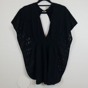 Victoria Secret Black Lace V-Neck Sleeves Top